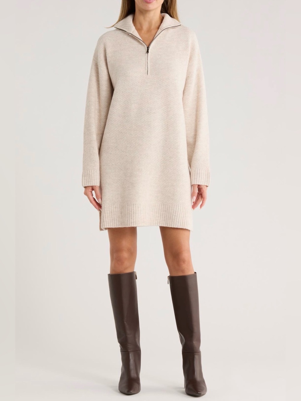 Stitchdrop Lincoln Square Half Zip-Front Knit Sweater Dress NWT Size Medium